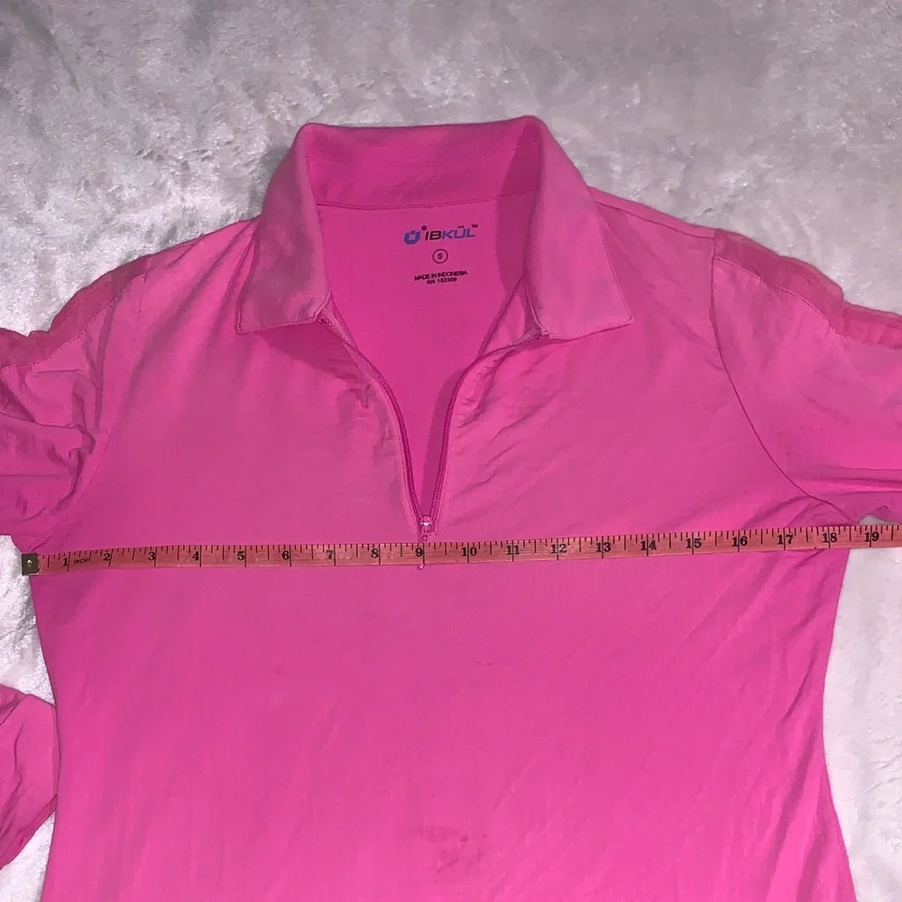 IBKUL Vibrant Pink Women’s Long Sleeve 1/4 zip Golf, Tennis, Pickleball UPF UV - Picture 6 of 6